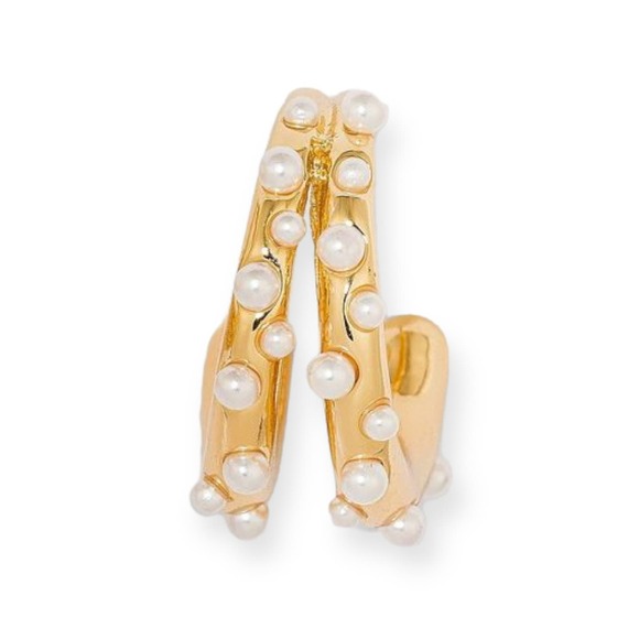 SUGARFIX by BaubleBar Pearl and Gold Double Hoop Earrings - NWT - Picture 5 of 5